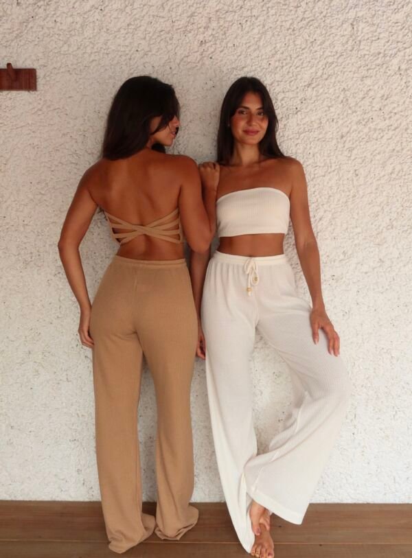 Top Cecilia Marrom/Off White - Imagem 2
