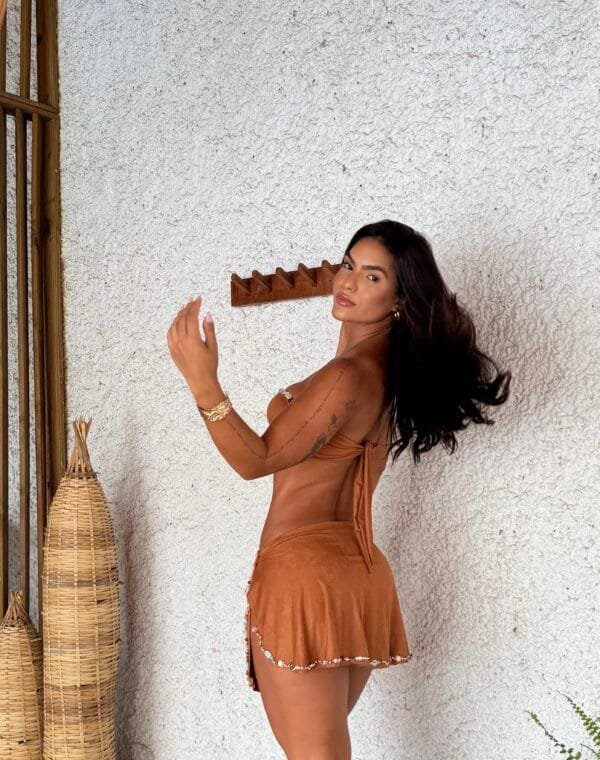 Pareô Sereia Off White/Conhaque - Imagem 5