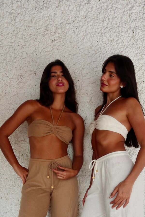 Top Cecy Marrom/Off White
