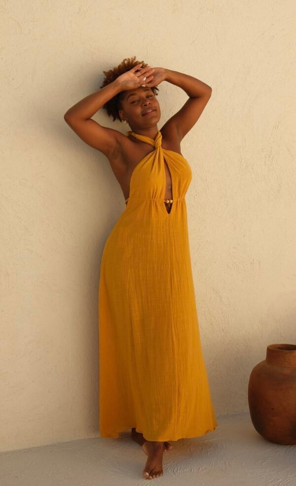 Vestido Lidy Mostarda/Pitaya/Concha - Imagem 12