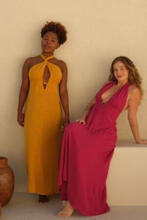 Vestido Lidy Mostarda/Pitaya/Concha