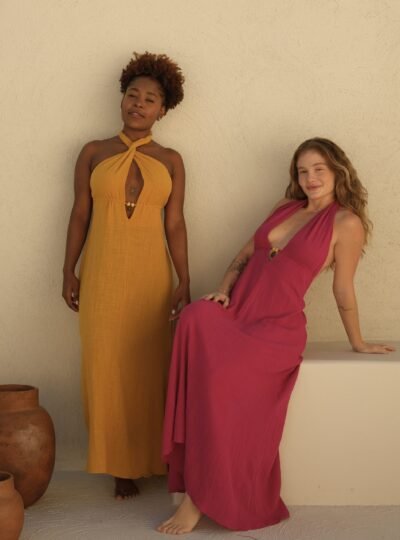 Vestido Lidy Mostarda/Pitaya/Concha