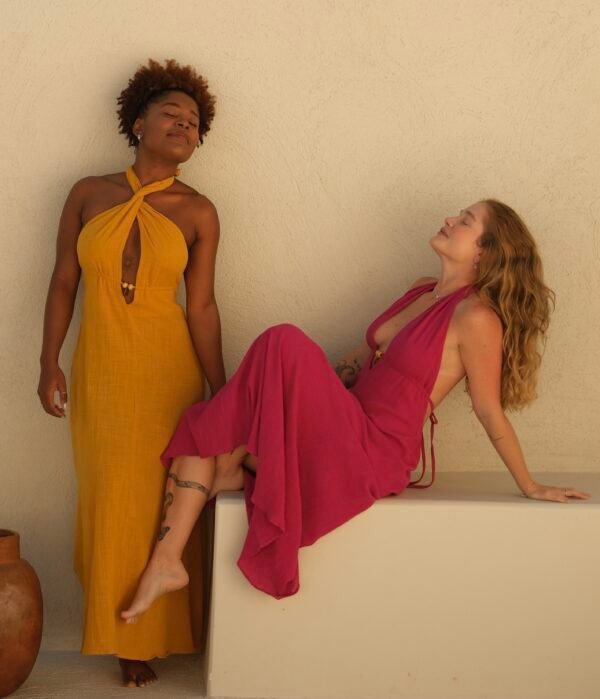 Vestido Lidy Mostarda/Pitaya/Concha - Imagem 7