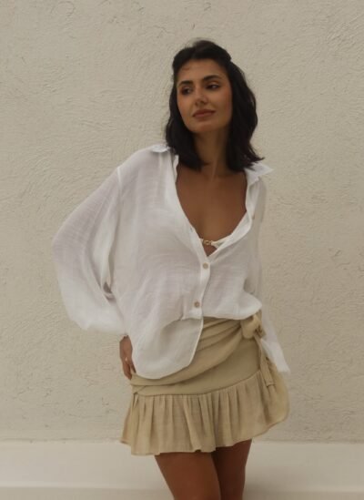 Saia Lolô Off White/ Macramê/Verde Militar/Argila - Imagem 4