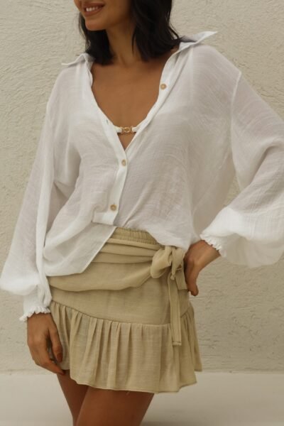 Saia Lolô Off White/ Macramê/Verde Militar/Argila - Imagem 3