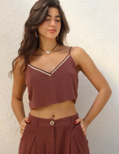 Cropped Sara Chocolate/Militar/Cru - Imagem 6
