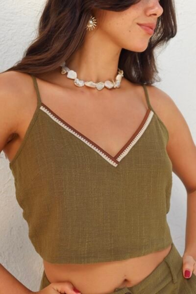 Cropped Sara Chocolate/Militar/Cru - Imagem 4